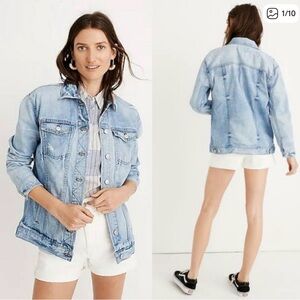 Madewell The Oversized Distressed Jean Jacket in Junction Wash